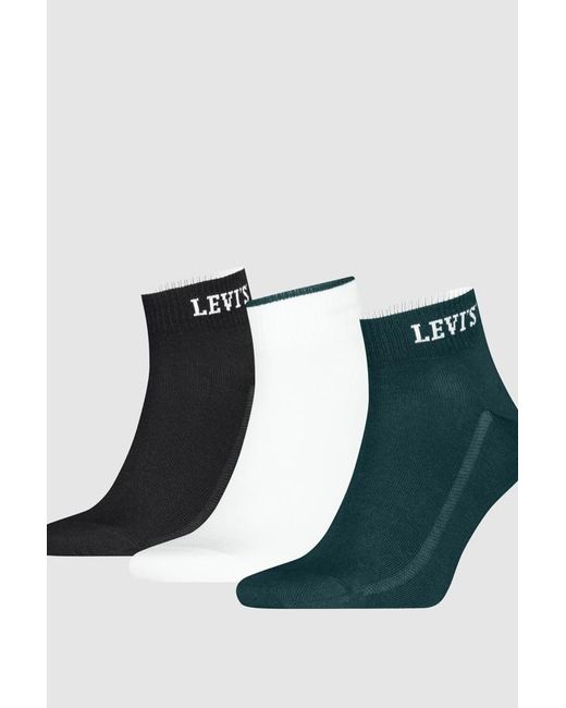 Levi's Blue Mid Cut Script Logo Socks 3 Pack for men