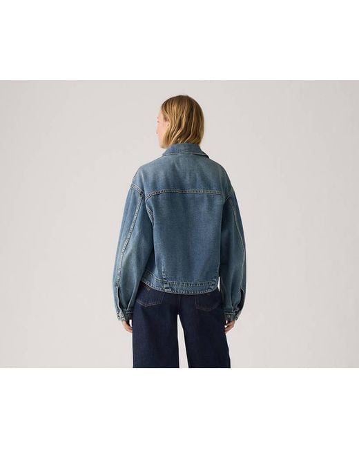 Levi's Trucker Jacket Met Ballonmouwen in het Blue