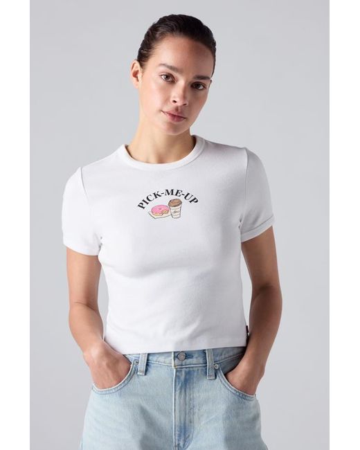 Levi's White Graphic Hayes Cropped Tee