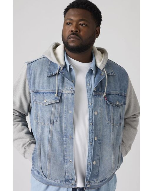 Levi's Blue Hybrid Hoodie Trucker Jacket (Big & Tall) for men