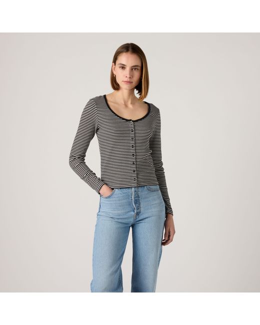 Levi's Austen Top Met Lange Mouwen En Knoopsluiting in het Gray