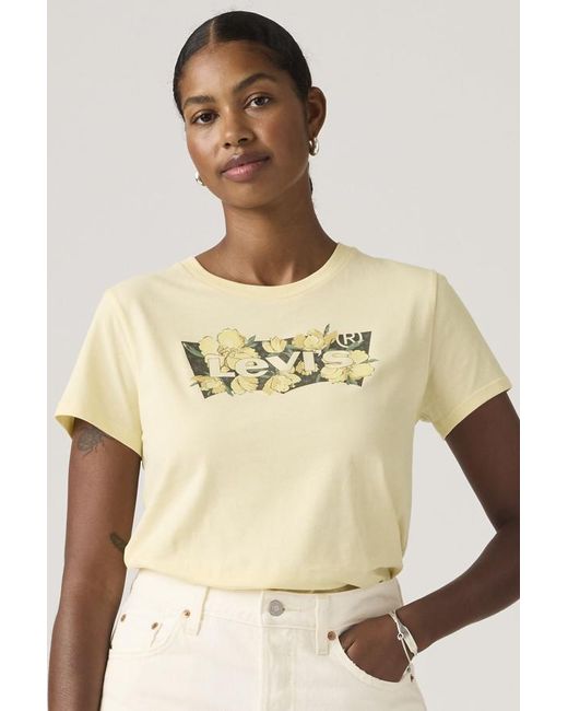 Levi's Perfect T Shirt Met Print in het Natural
