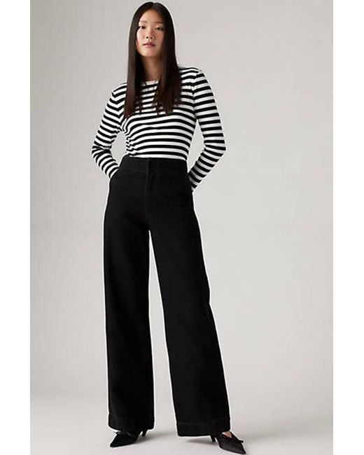 Levi's Black Ribcage Wide Leg Tailored Jeans