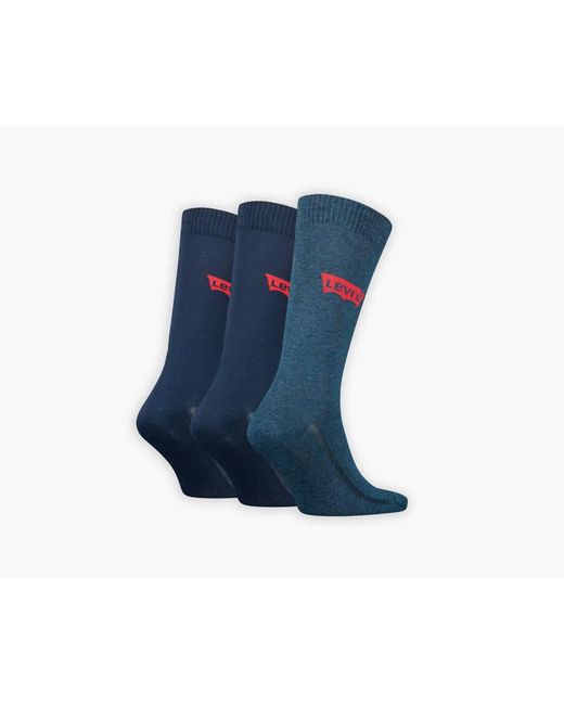 Levi's Black Regular Cut Batwing Logo Recycled Cotton Socks 3 Pack for men