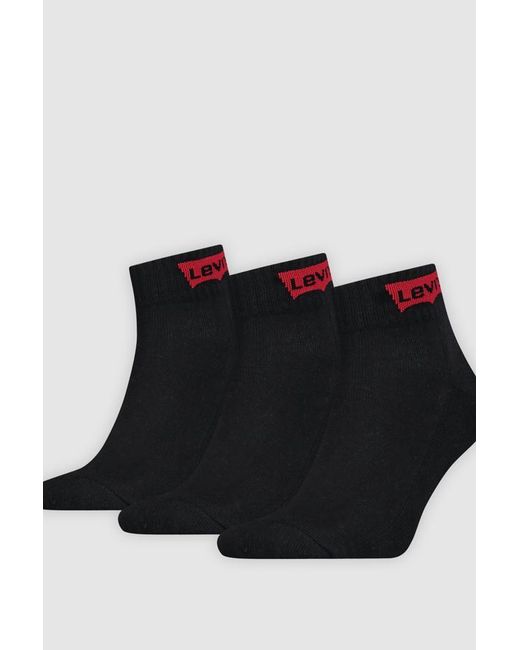 Levi's Black Mid Cut Batwing Socks 3 Pack