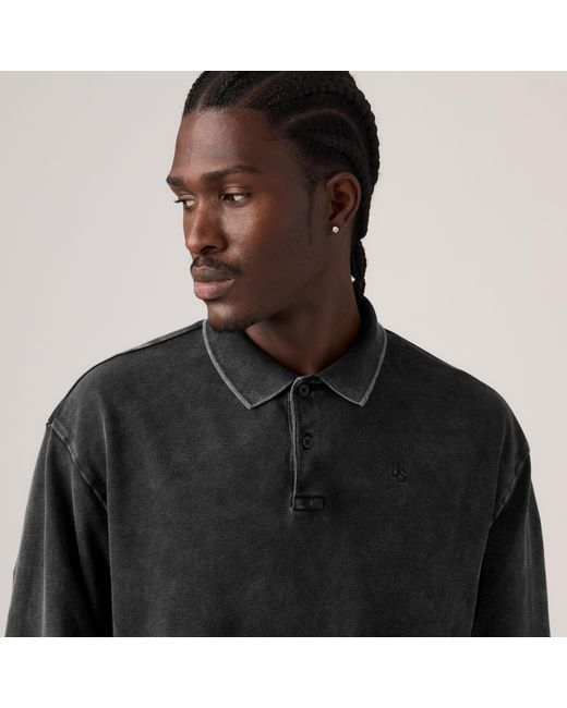 Levi's Black Long Sleeve Finn Boxy Polo for men