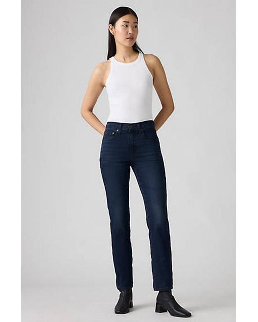 Jeans 724 Dritti A Vita Alta di Levi's in Blue