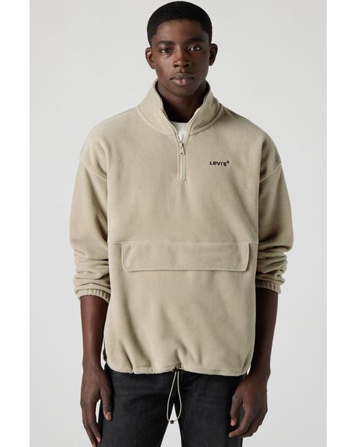 Levi's Natural Relaxed Graphic Quarter Zip Sweatshirt for men