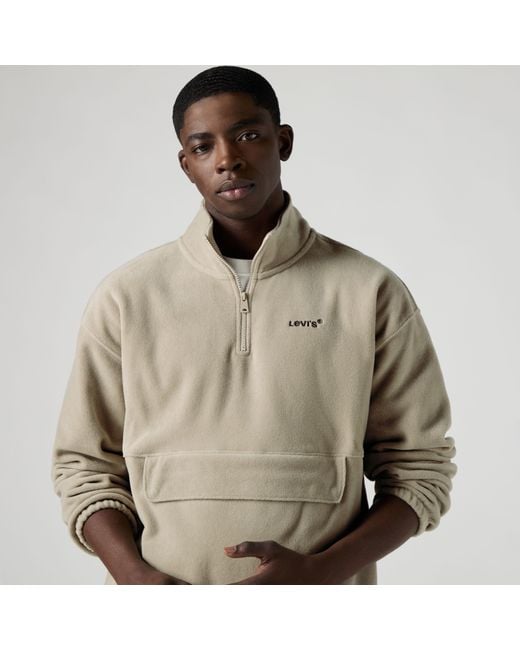 Levi's Natural Relaxed Graphic Quarter Zip Sweatshirt for men
