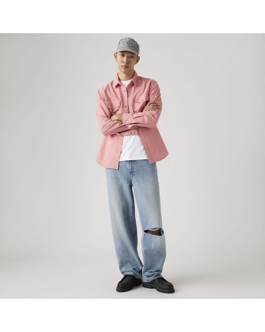 Levi's Pink Relaxed Fit Western Shirt for men
