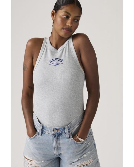 Levi's Gray Graphic Essential Racer Tank Top