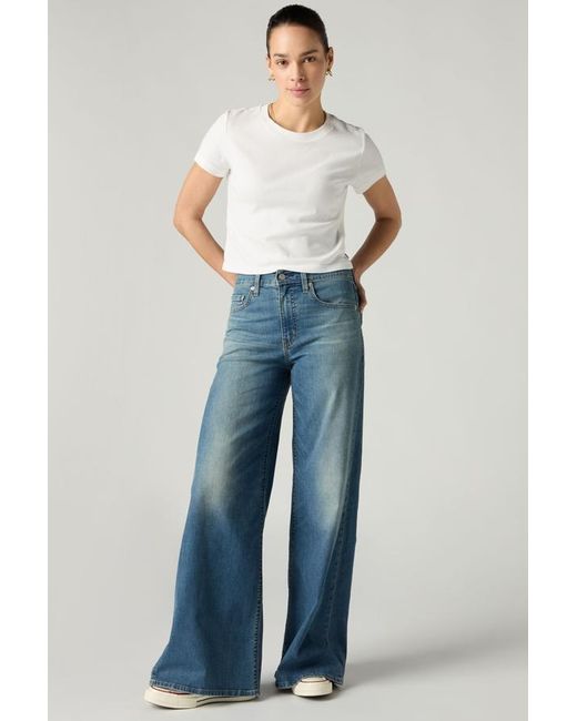 Levi's Blue 728 High Rise Wide Leg Lightweight Jeans