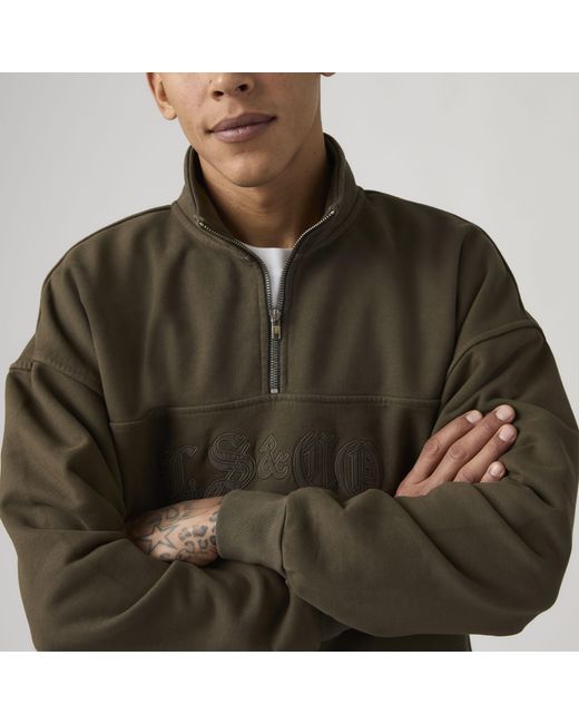 Levi's Green Boxy Quarter Zip Sweatshirt for men