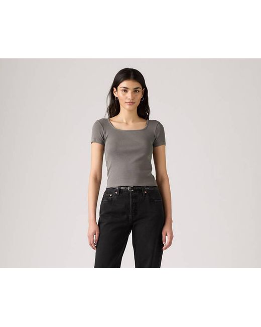 T Shirt Essential Con Scollo Squadrato di Levi's in Gray