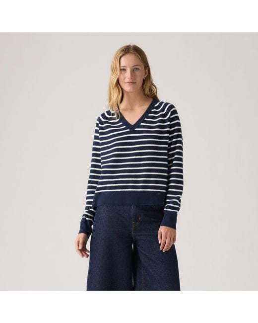 Levi's Blue Supersoft V Neck Pullover Sweater