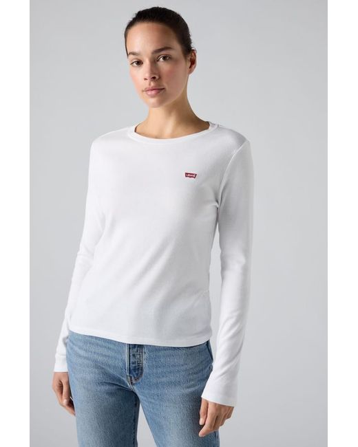 Levi's White Essential Housemark Long Sleeve Tee