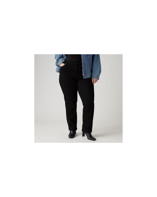 Levi's Black 724tm High Rise Slim Straight Jeans (plus Size)