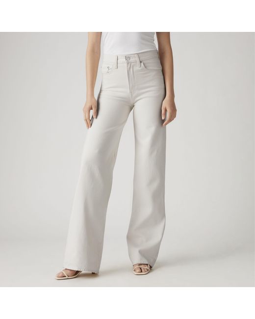 Levi's White Ribcage Wide Leg Linen Trousers