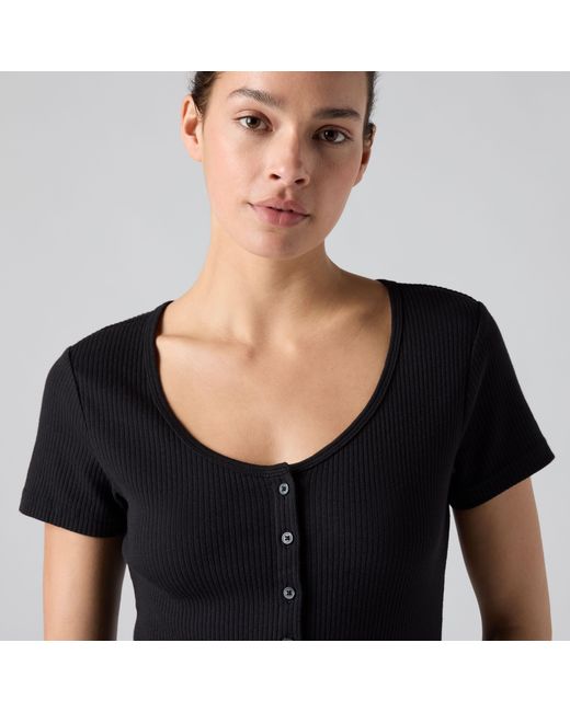Levi's Black Austen Button Up Short Sleeve Top