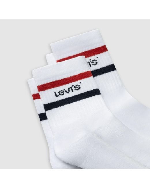 Levi's White Short Cut Sport Socks 2 Pack
