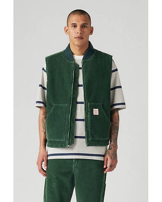 Levi's Sansome Corduroy Bodywarmer in het Green voor heren