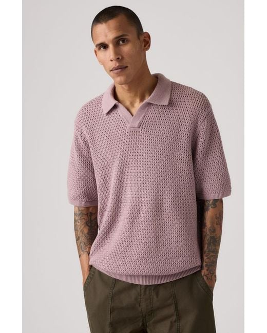 Levi's Purple Dillon Open Collar Polo for men