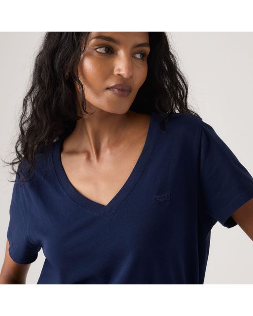 Levi's Blue Favorite Cotton V Neck Tee