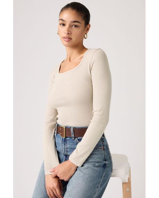 Levi's Blue Essential Squared Neck Long Sleeve Top