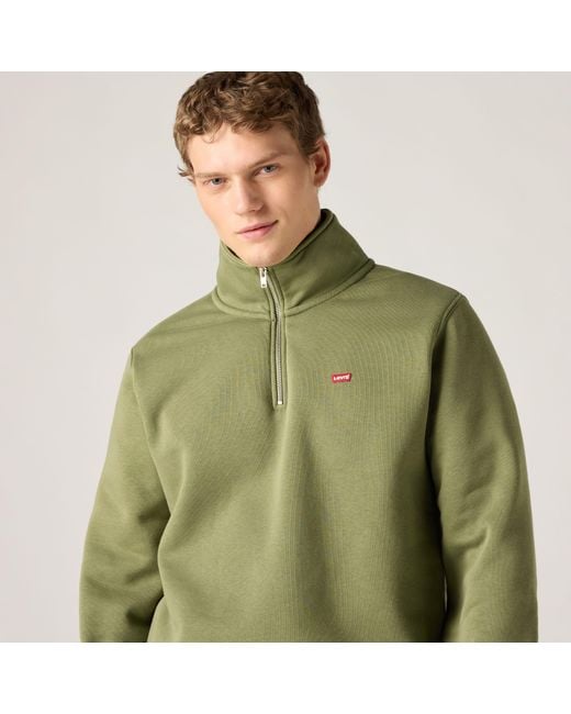 Levi's Green Housemark Quarter Zip Pullover for men