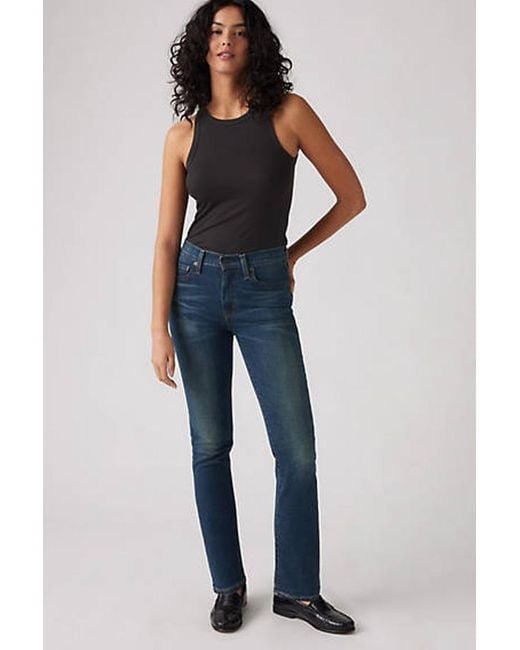 Levi's Blue 724 High Rise Straight Jeans