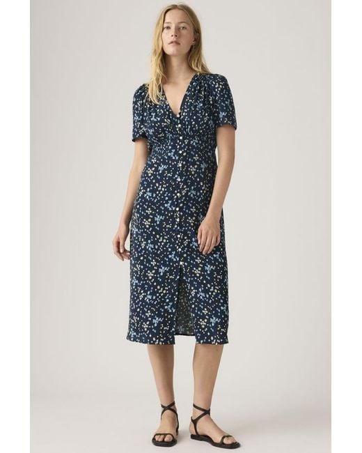 Levi's Blue Paola Short Sleeve Midi Dress