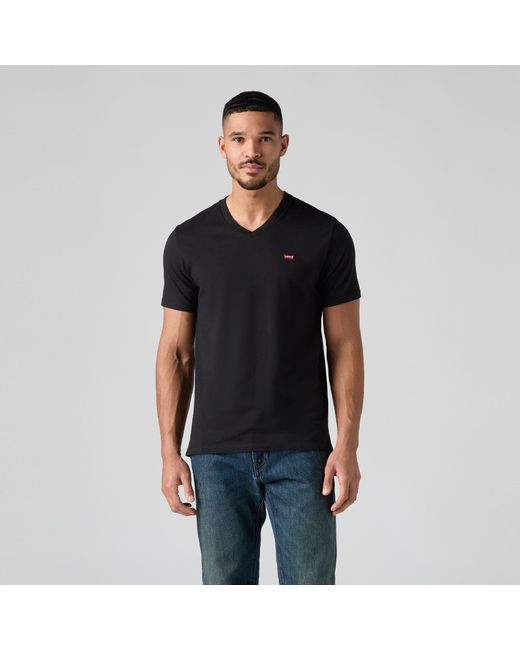 Levi's Black Original Housemark V Neck Tee for men