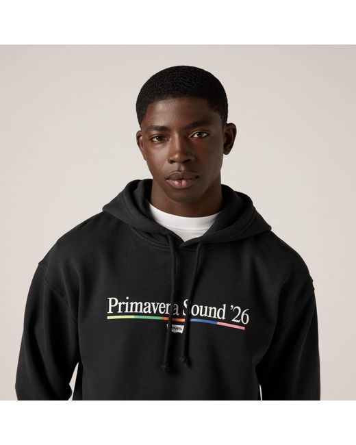 Levi's Black Relaxed Fit Graphic Hoodie for men