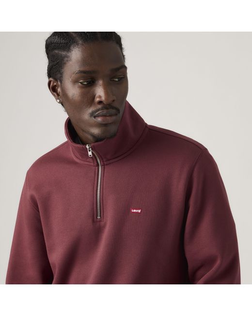 Levi's Red Housemark Quarter Zip Pullover for men