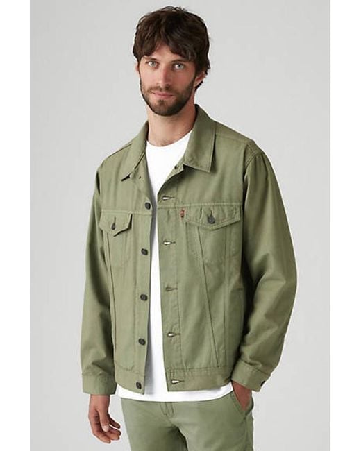 Levi's Green Relaxed Trucker Cotton Linen Jacket for men