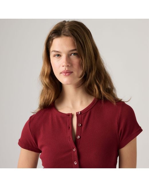 Levi's Red Rory Button Through Tee