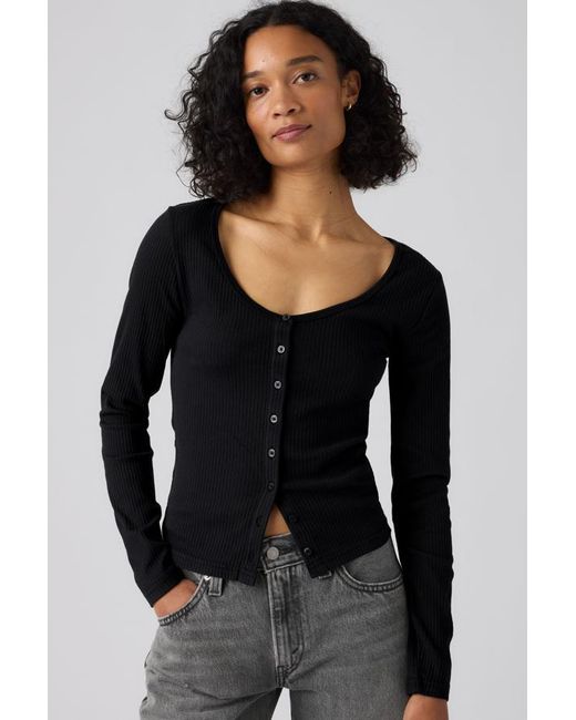 Levi's Austen Top Met Lange Mouwen En Knoopsluiting in het Black