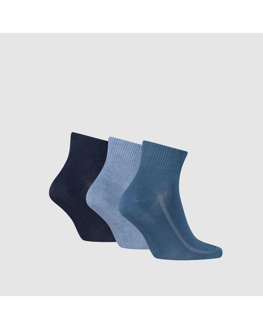 Mid Cut Logo Socks 3 Pack Levi's de hombre de color Blue