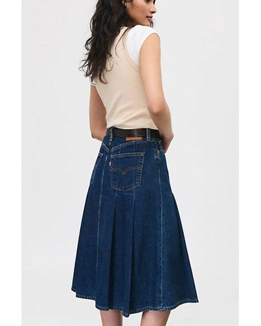 Levi's Blue Pleated Midi Skirt