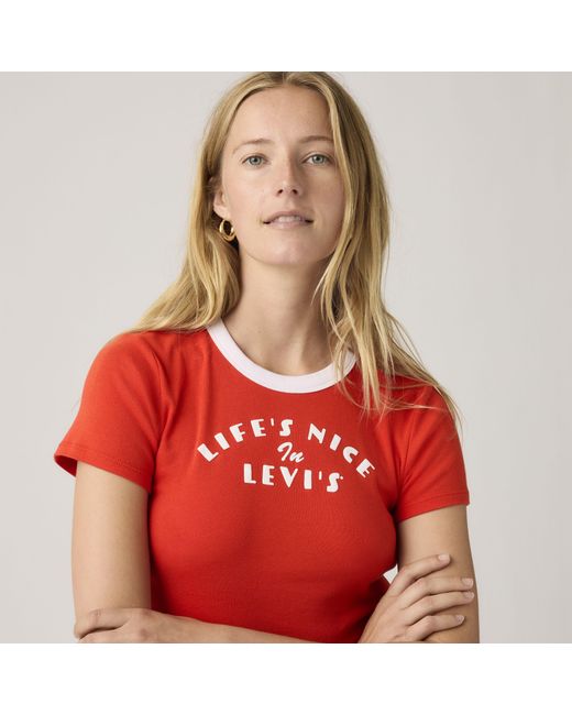Minicamiseta Estampada Ringer Levi's de color Red