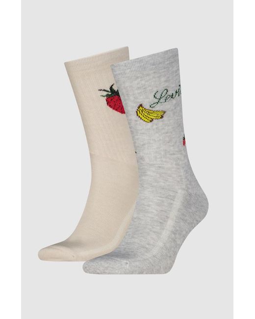 Levi's Regular Cut Fruit Socks 2 Pack in het Gray voor heren