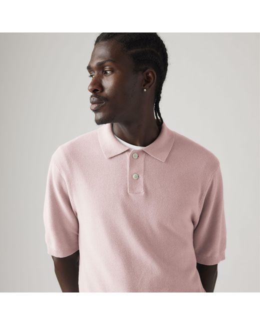 Levi's Pink Sweater Knit Cotton Linen Polo for men