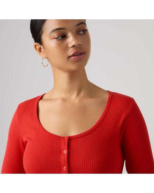 Levi's Red Austen Button Up Long Sleeve Top
