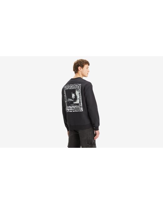 Levi's Black Relaxed Graphic Crewneck Sweatshirt for men