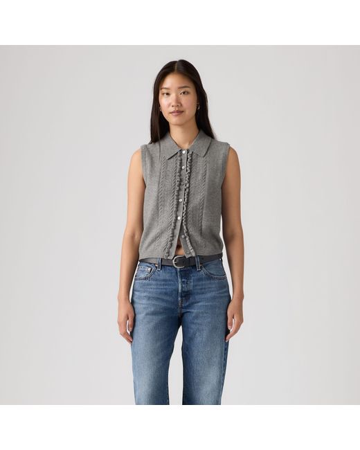 Levi's Blue Supersoft Mini Ruffle Vest Top