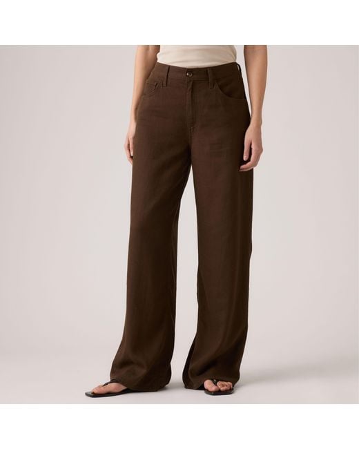Levi's Brown Cinch Wide Leg Linen Trousers