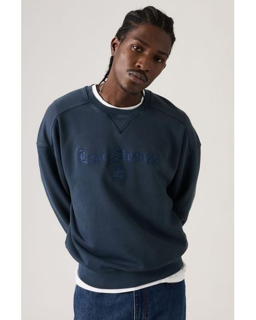 Levi's Blue Boxy Graphic Crewneck Sweatshirt for men