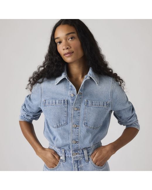 Levi's Blue Long Sleeve A Line Western Dress