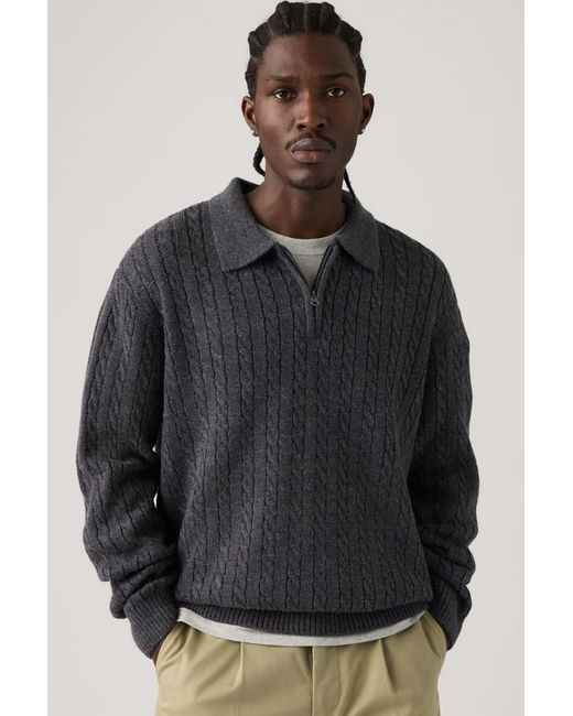 Levi's Black Mason Collared Quarter Zip for men