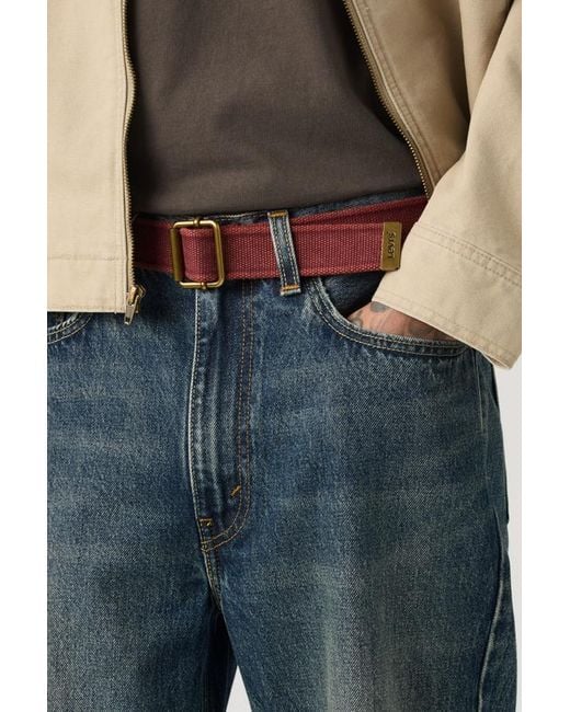 Levi's Red Washed Down Cotton Web Belt for men